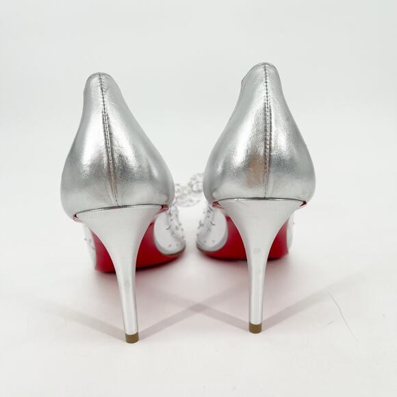Christian Louboutin Jelly Strass 80 Silver Embellished PVC Pointed Toe Pumps 39 - Picture 9 of 12